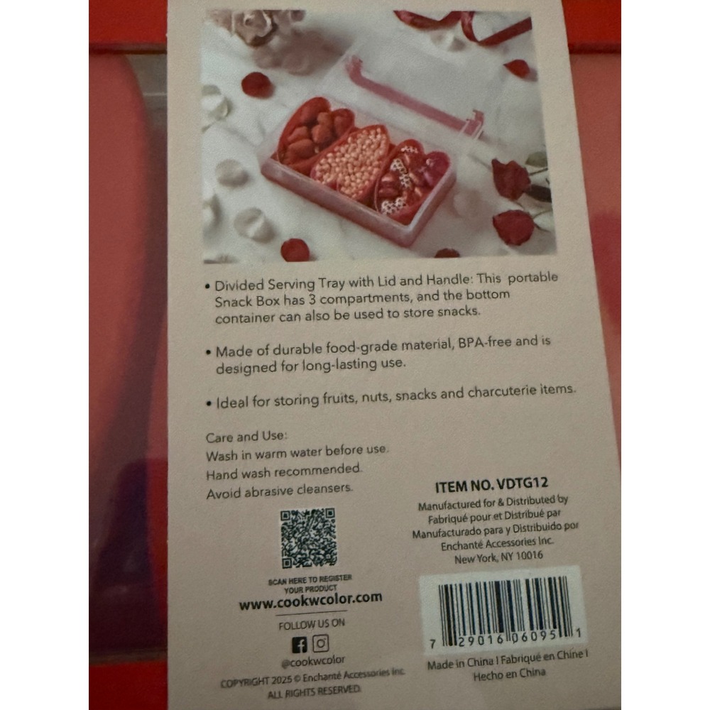 Cook With Color CWC On-the-go Snack Box 3 Compartment Red VDTG12 New - Picture 4 of 5